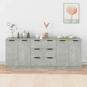 Credenze 3 pz Grigio Cemento in Legno Multistrato cod mxl 17737
