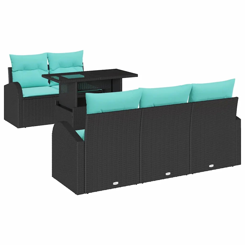 Set Divano da Giardino 6 pcs Nero Rattan in Polipropilene 3357299