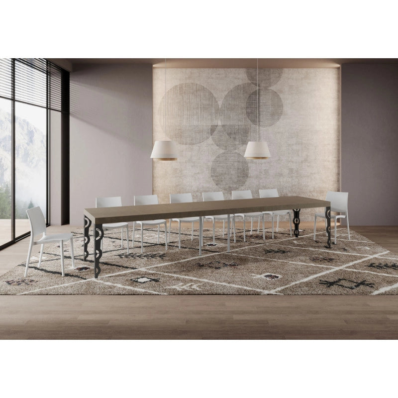 Tavolo allungabile 120/380x90 cm Karamay Premium telaio Antracite - Tortora