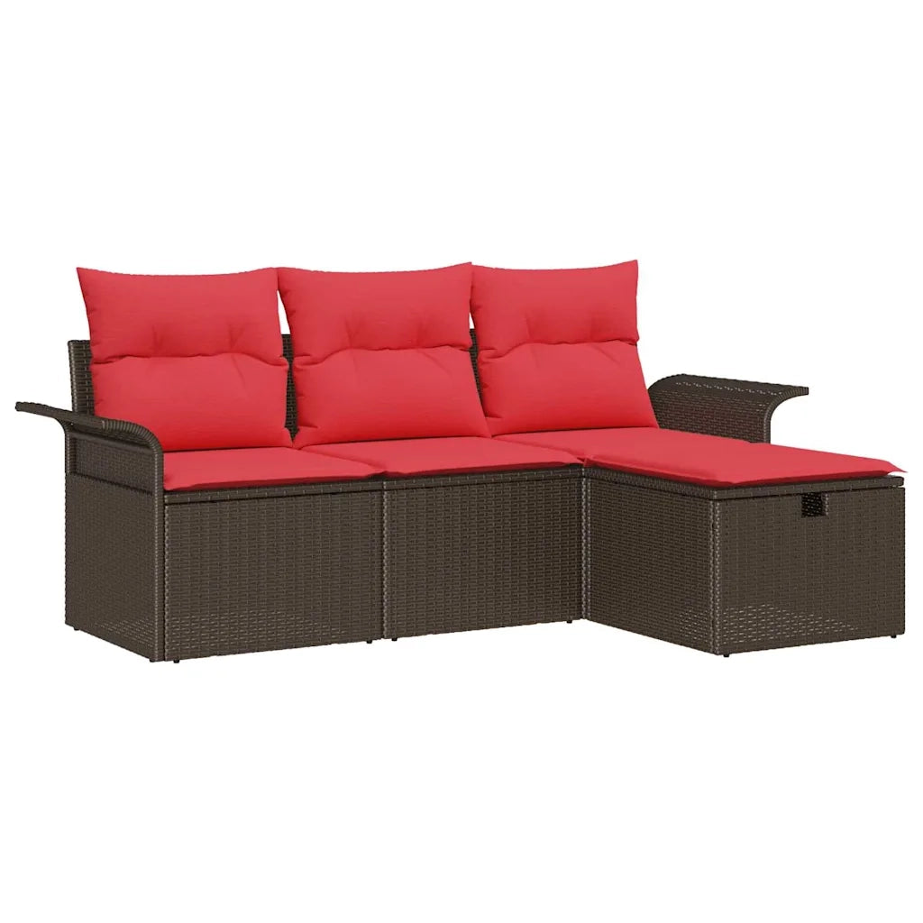 Set Divano da Giardino con cuscino 4 pcs Poly Rattan