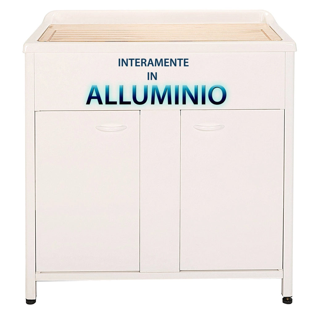 Mobile Lavatoio da Esterno in Polipropilene e Alluminio 80x50x83 cm Bianco