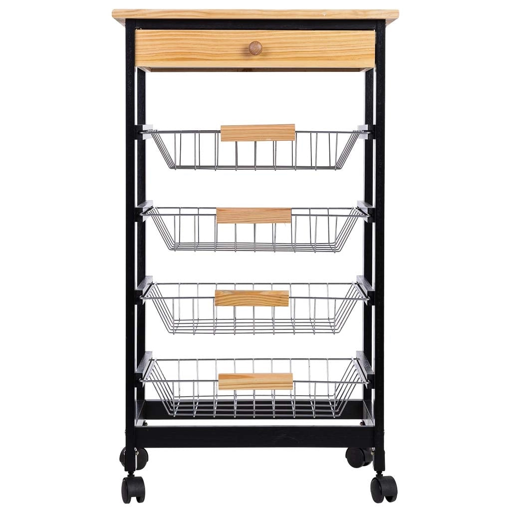 Carrello cucina in legno, 47x37x82h cm, nero