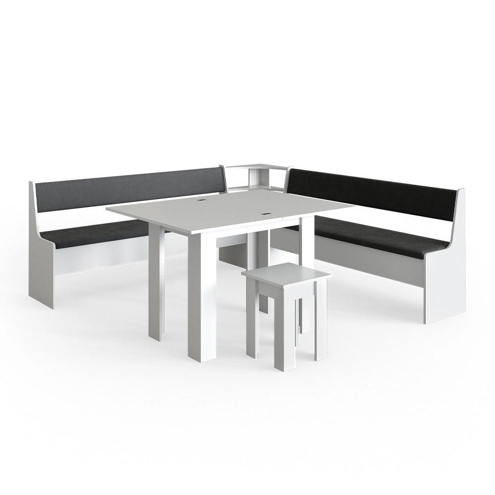 Vicco Gruppo panca ad angolo Bianco 210 x 41.5 cm con tavolo