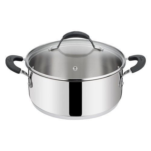 Lagostina 8900547483 Tempra Casseruola Bassa in Acciaio Inox 18-10 con Coperchio in Vetro Fondo Lagotherm adatto a Tutti i Piani di Cottura incluso Induzione colore Acciaio