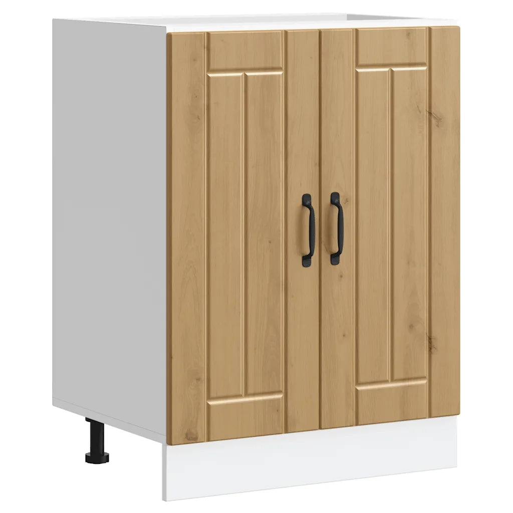 Mobile Base Lavello Lucca Rovere Artigianale Legno Multistrato