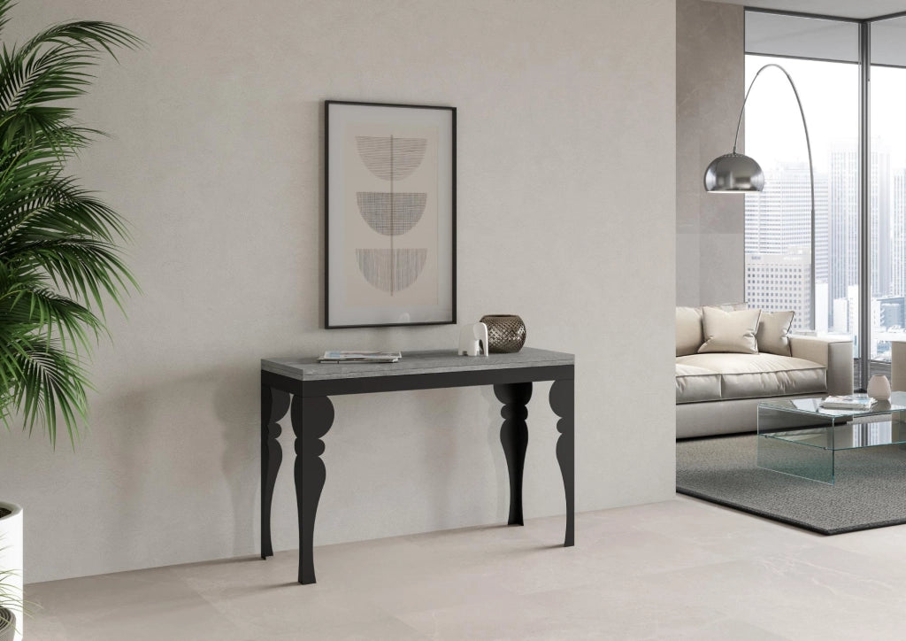 Tavolo apribile 120/200x45/90 cm Paxor Double Cemento telaio Antracite