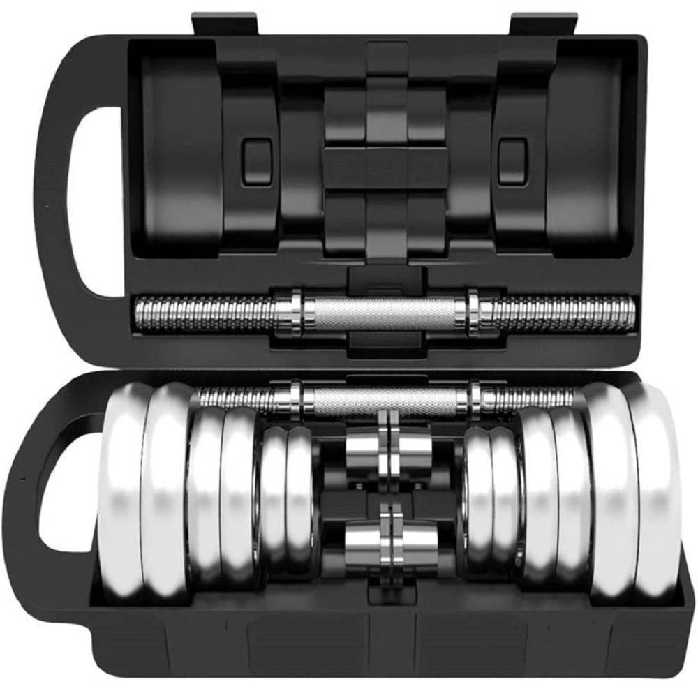Trade Shop - Set Manubri Regolabili Dumbbell 30kg Manubrio Elettrolitico Bilanciere Palestra -