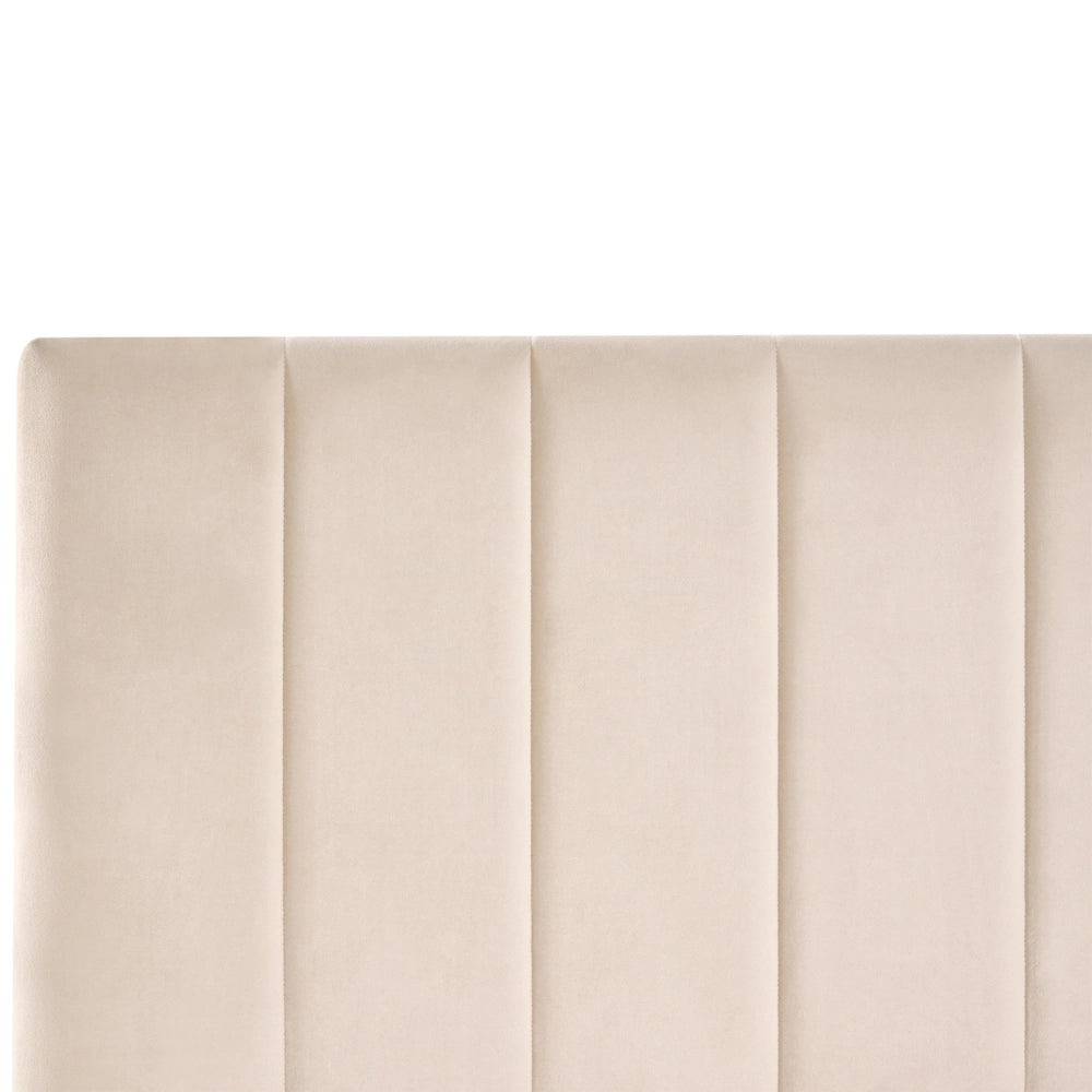 Letto matrimoniale 140 x 200 cm Beige Rivestimento in velluto 4ft con cassetti Testiera Base a doghe Moderno