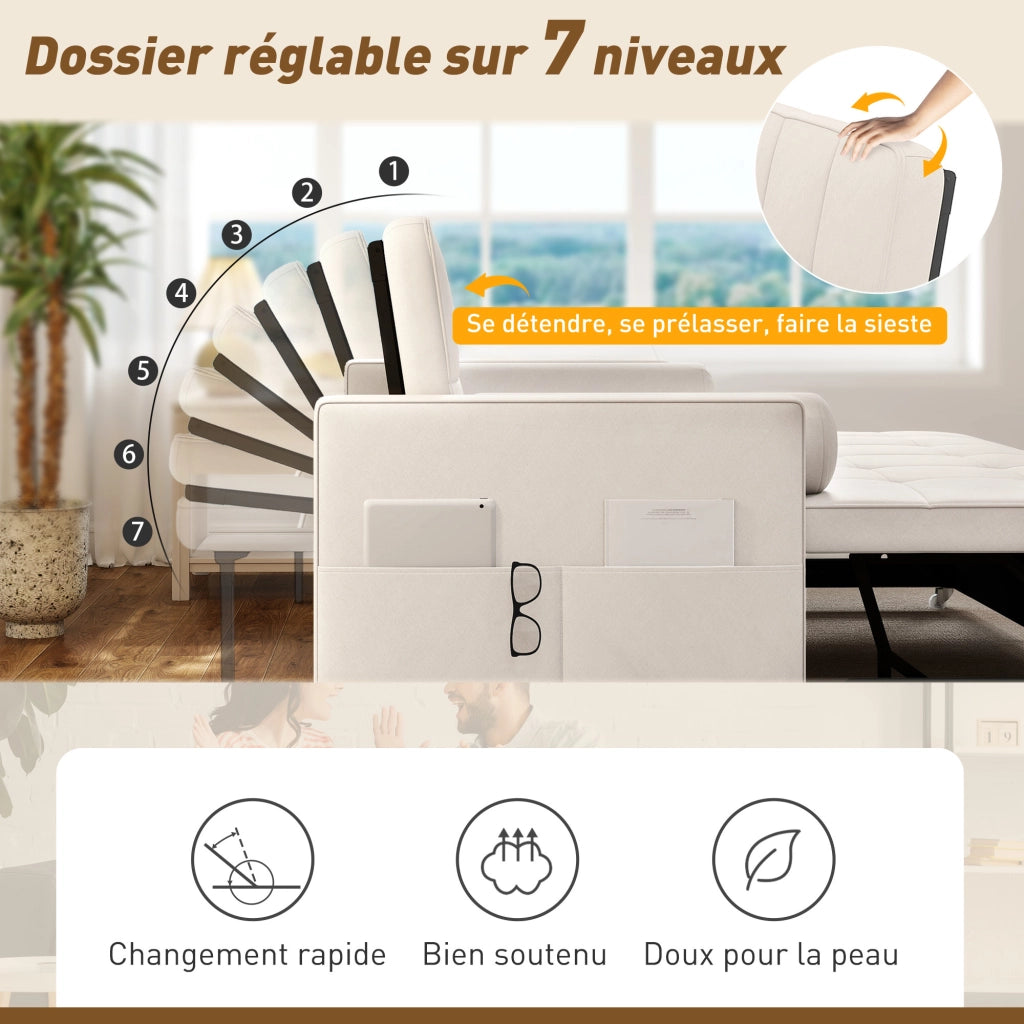 Divano letto 2 posti con letto gigogne ¨C zephmum ¨C 80.5x137.5x84 cm beige