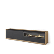 Mobile TV Soggiorno, 207x50x37 cm, Per TV fino a 80", Camino elettrico, Nero e rovere