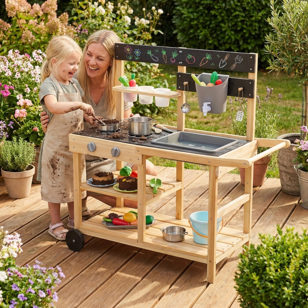 Cucina giocattolo per giardino per bambini 3+ anni, Cucina da esterno per bambini interno ed esterno