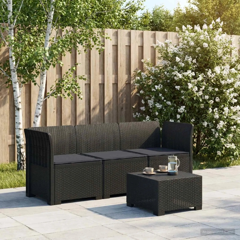 Divano da giardino 3 posti con cuscini in look rattan PP 3443821