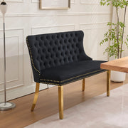 Panchina 2 Posti Velluto con Schienale ¨C Xylo ¨C Nero, Gambe Dorate, Stile Moderno