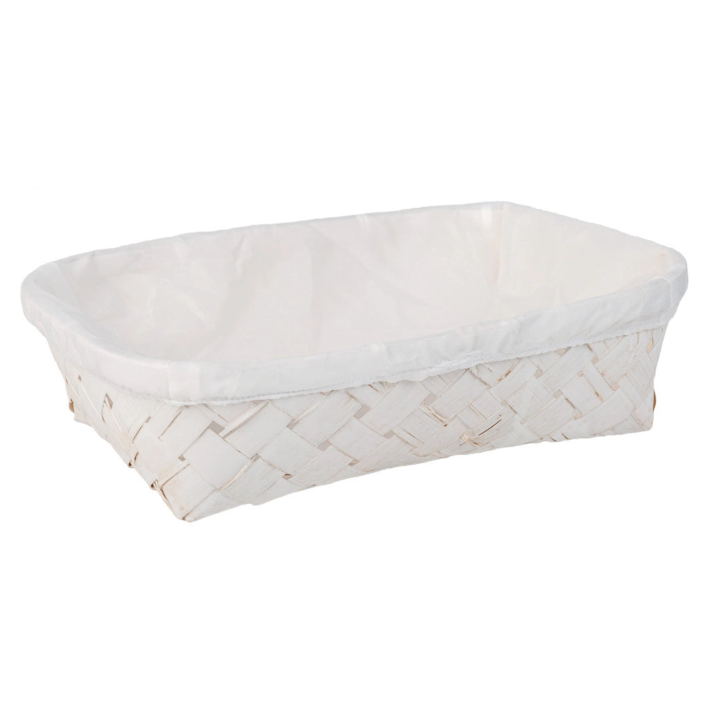 Vassoio in bambù foderato bianco 29,5x20x7h