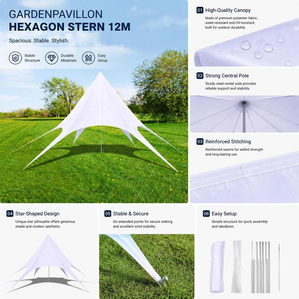 Garden Pavilion Hexagon Star 12m