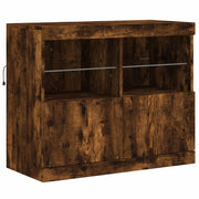 Credenza cassettiera armadio mobile contenitore organizer per cucina soggiorno salotto con luci LED 81 x 37 x 67 cm marrone 02_0029895