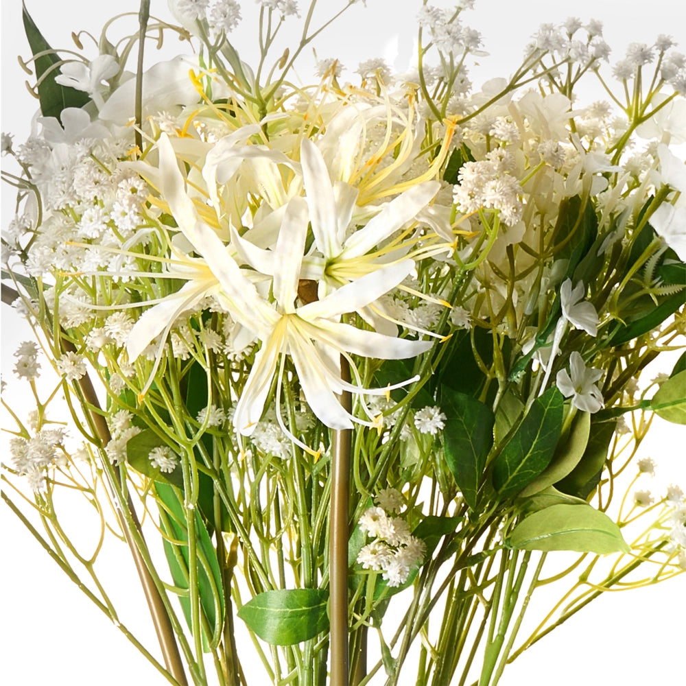 Bouquet di fiori artificiali bianco decorativo finto 38 cm Decorazione da tavolo Soggiorno Sala da pranzo