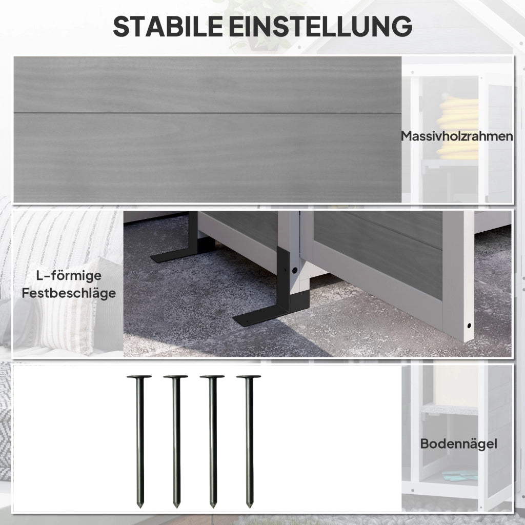 Casetta da giardino con armadio e scaffali ¨C zephmum ¨C legno di pino grigio chiaro