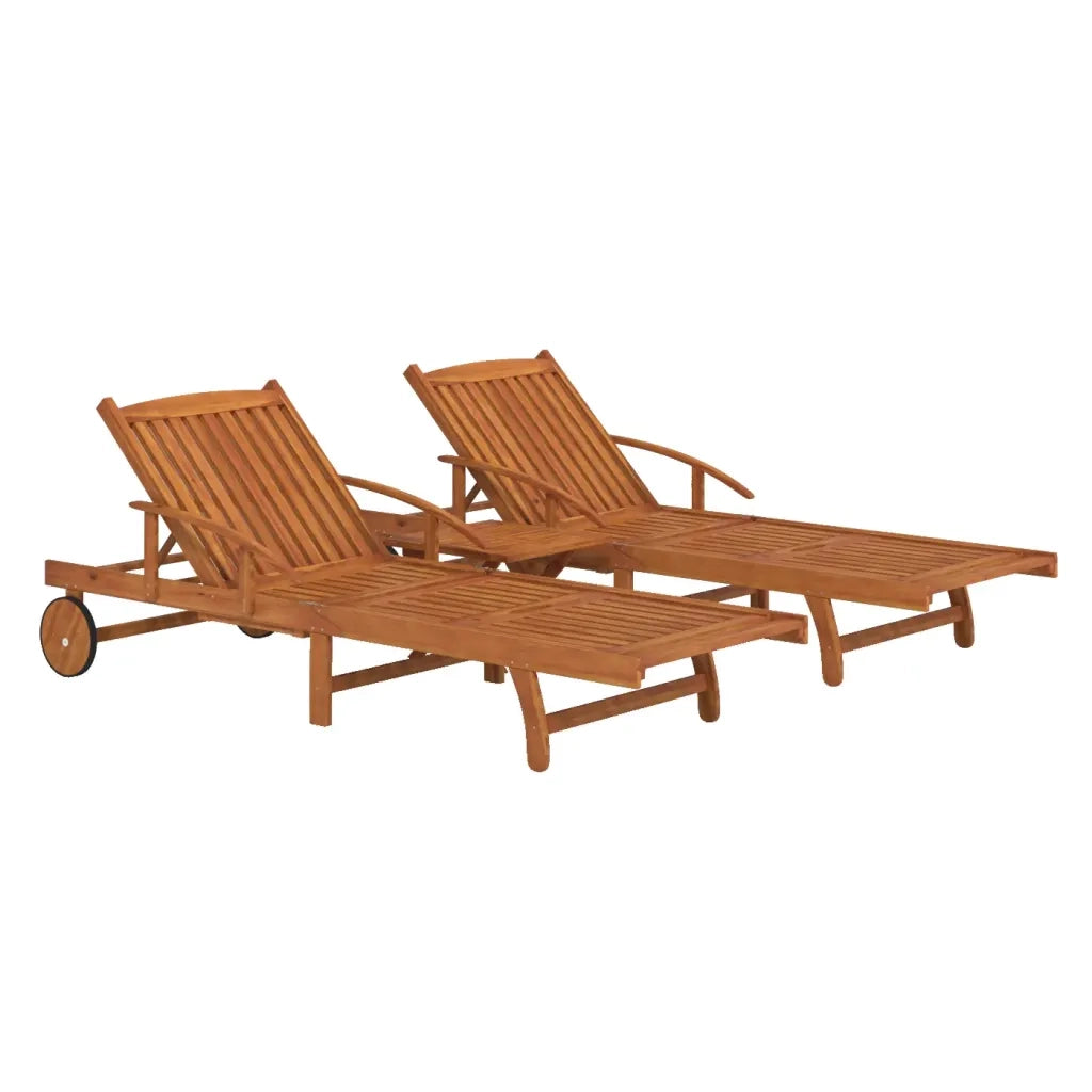 Set Lettino Prendisole con Tavolo 2 pz Legno di Massello Acacia  cod mxl 17718