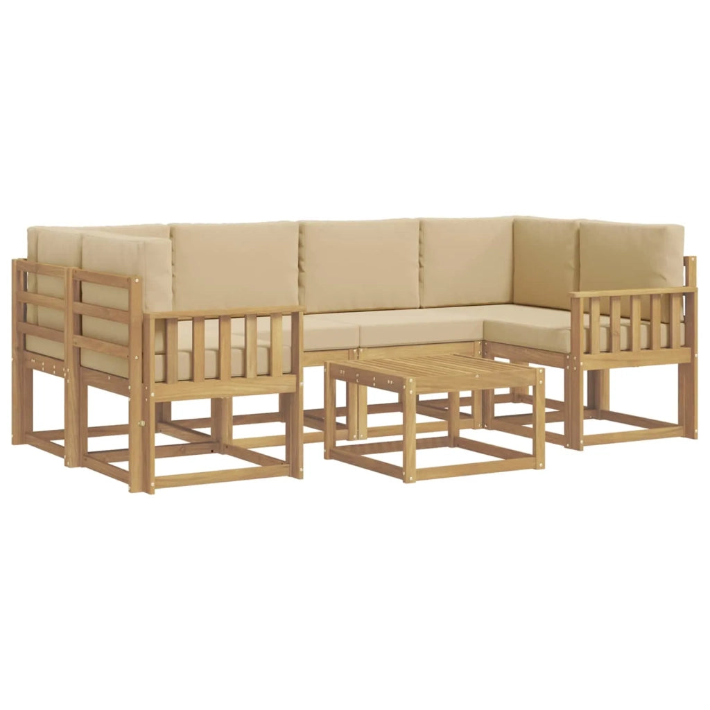 Set di divani da esterno 7 pz Bianco e Beige 3387312