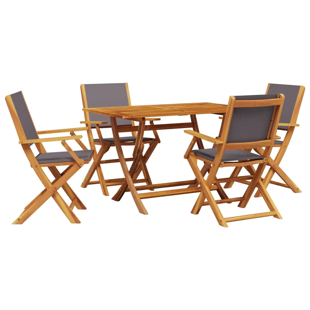 Set Pranzo da Giardino 5pz Antracite Tessuto e Legno Massello 3281701