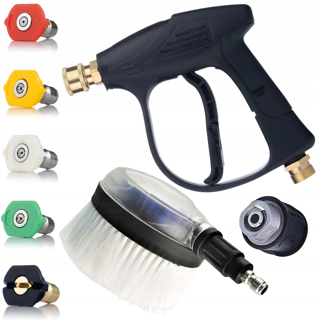 Set Accessori Idropulitrice Rosfix JetKit – Pistola 300 Bar, 5 Ugelli QC, Adattatore Lavor HQ, Spazzola Rotante