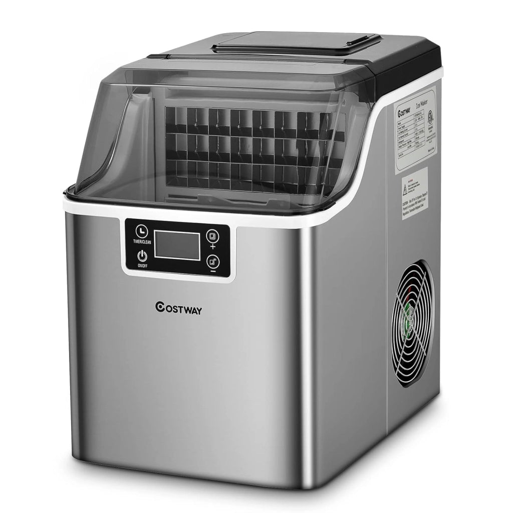 Macchina del Ghiaccio, Macchina del Ghiaccio Elettrica con Superficie Forata, con Cucchiaio Porzionatore, 18KG/24h, 3,2 L, Ideale per Casa e Ufficio