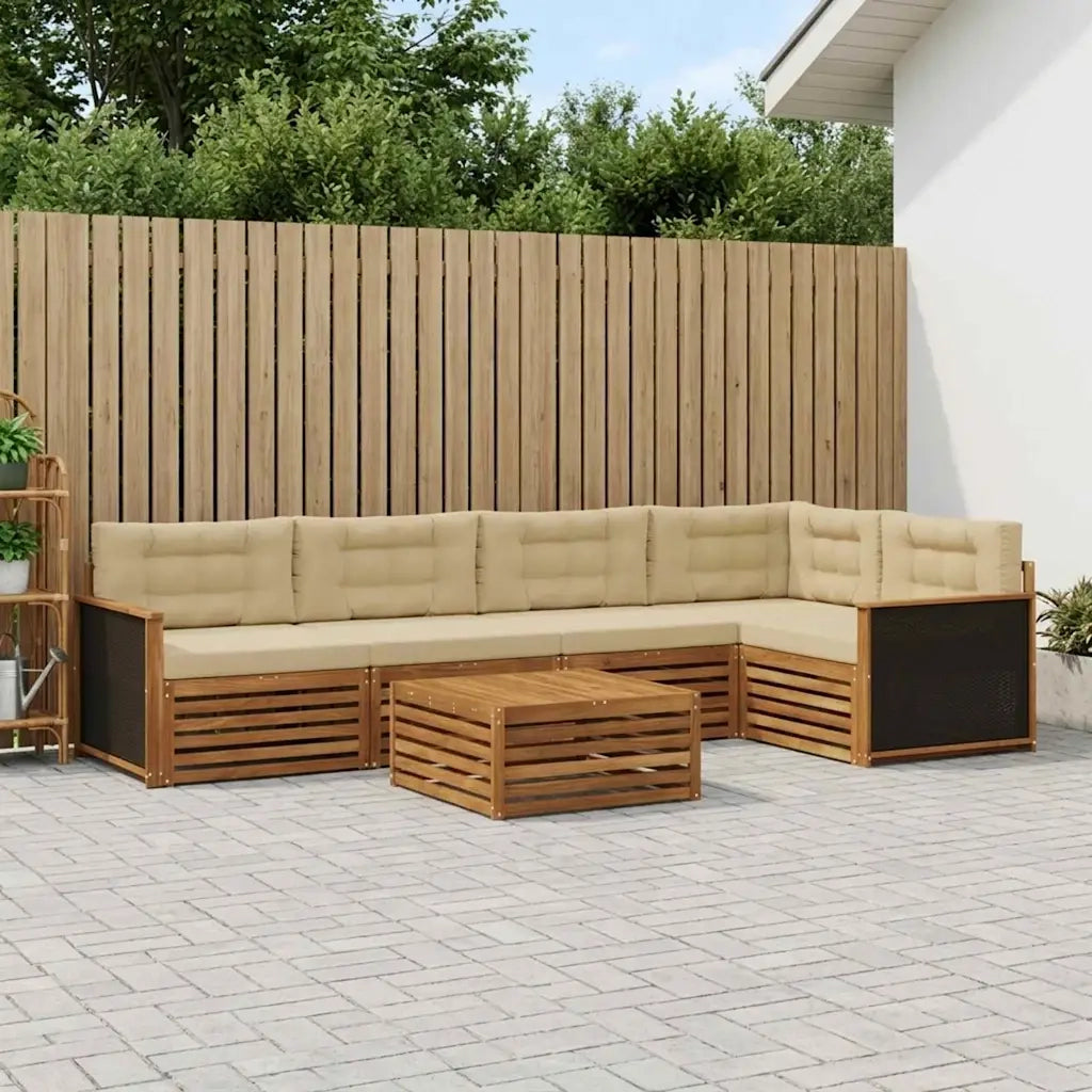 Set di divani da esterno 6 pcs Naturale e Beige 79 x 79 x 37 cm