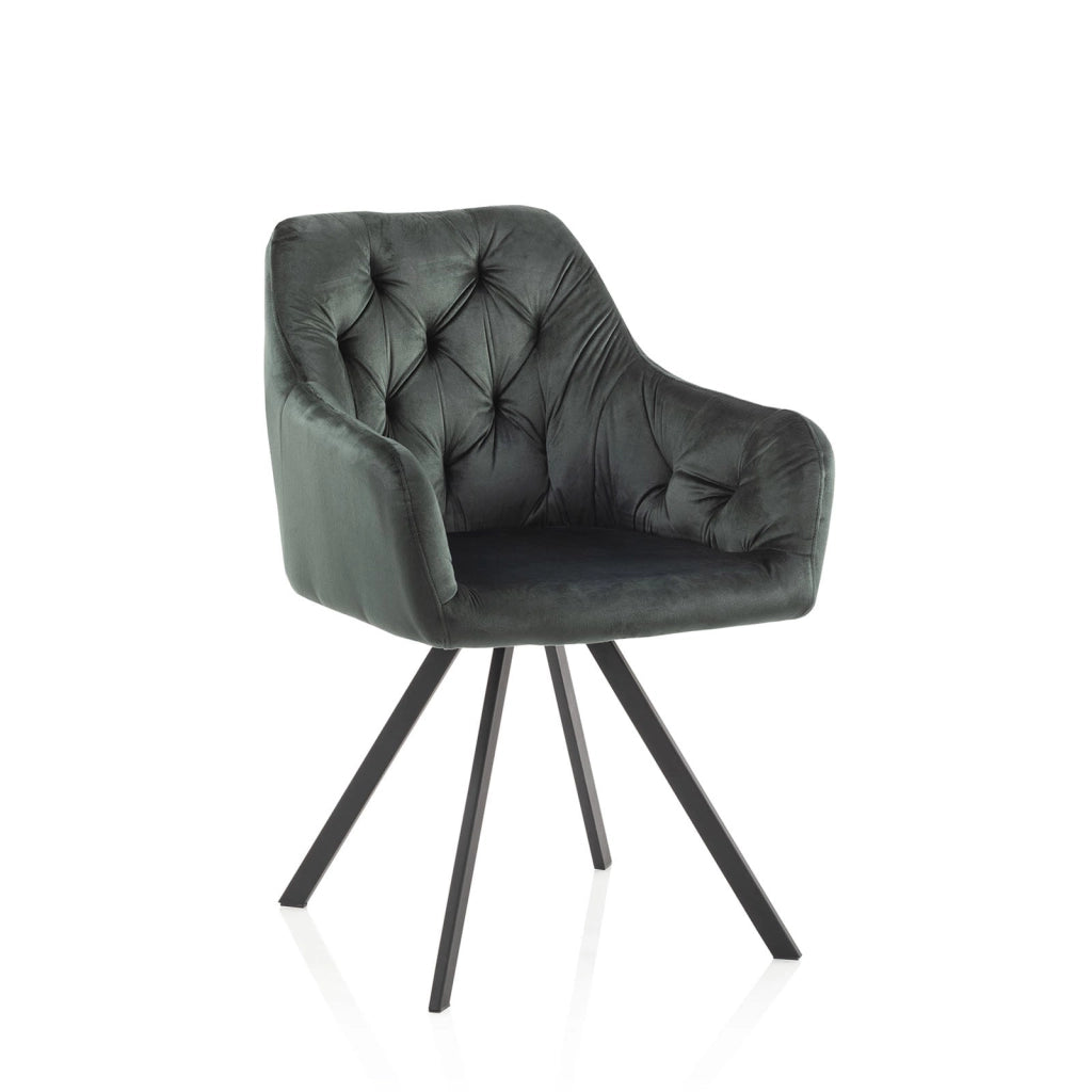 Set 2 Sedie Imbottite 58x57x84 cm in Velluto Verde