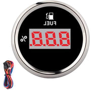 Contachino 2 pollici 190 ohm Contachino per il livello di olio digitale percentuale per 12 V/24 V Yacht Barca Gatto Motocicletta (Frammaio argentato su nero)