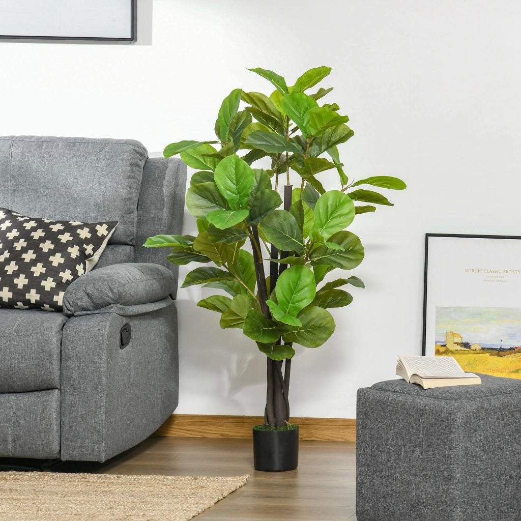 Ficus Artificiale per Interni ed Esterni, Pianta Artificiale Realistica con 78 Foglie, 130cm
