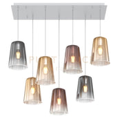 SOSPENSIONE BIANCO RETTANGOLARE 7 LUCI (3 AM+2 RA+2 CR) 1164BI-S7 R-MC