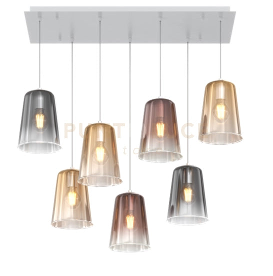 SOSPENSIONE BIANCO RETTANGOLARE 7 LUCI (3 AM+2 RA+2 CR) 1164BI-S7 R-MC