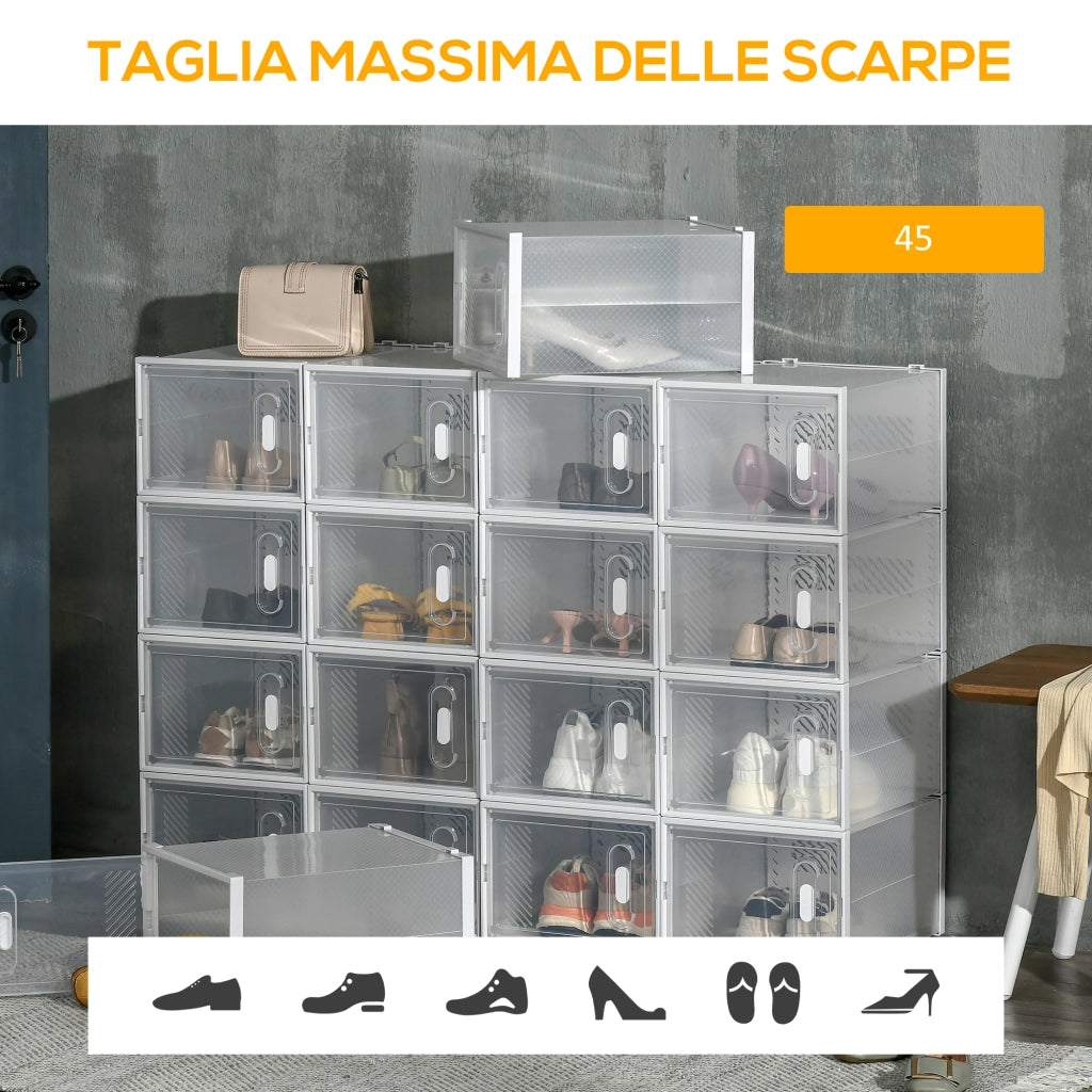 Mobile Scarpiera Modulare Salvaspazio, 18 Cubi 28x36x21 cm in Plastica PP, Bianco