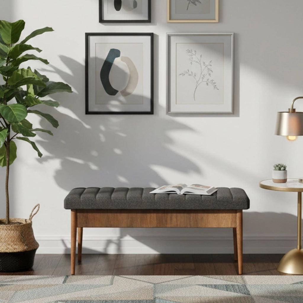 Arielli, Panca Peso Supportato 130 kg, 110x40x48h cm Marrone Noce