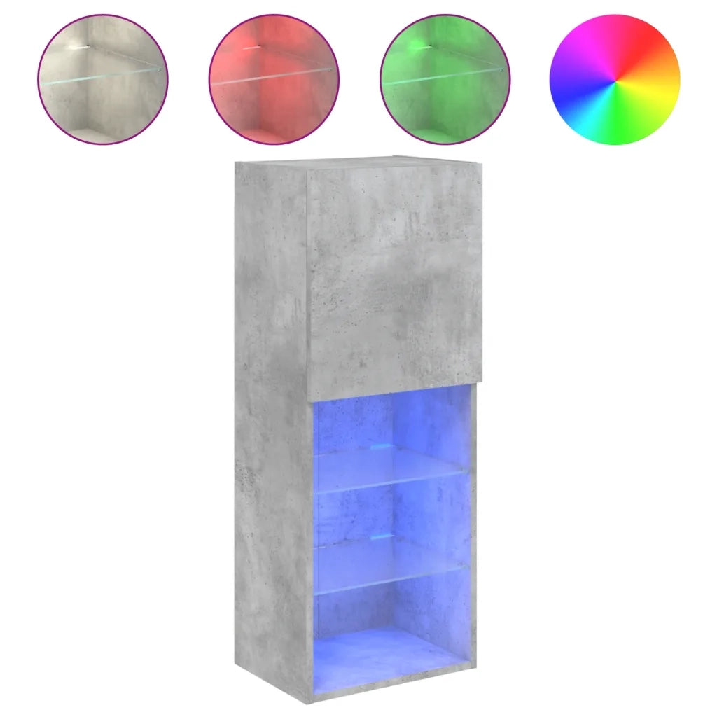 Mobile TV con Luci LED-Credenza TV-Console TV Grigio Cemento 40,5x30x102 cm
