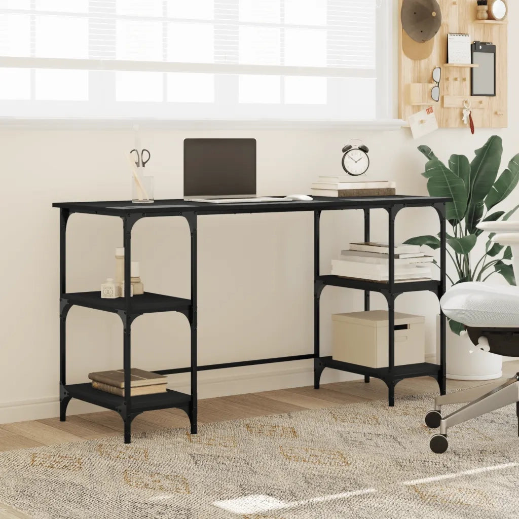 vidaXL Scrivania Nera 140x50x75 cm in Metallo e Legno Multistrato
