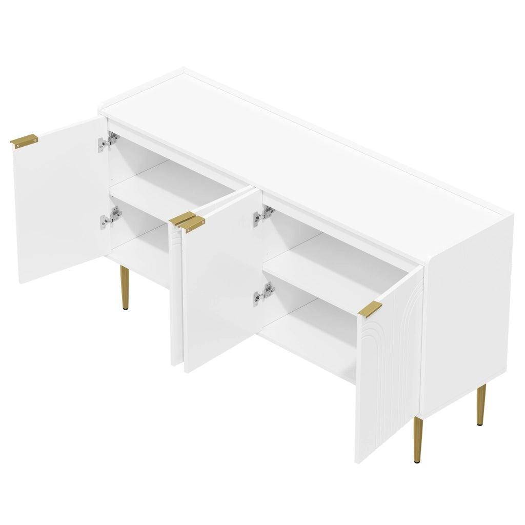 Credenza con 4 Ante e Ripiani Regolabili; Stile Lusso Moderno; in MDF; 140??38??75 cm; Bianco