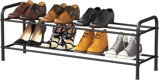 Sistema di conservazione con 2 livelli - Racks per scarpe stivale da 8 paia - 80 x 26 x 335 cm (Nero opaco)