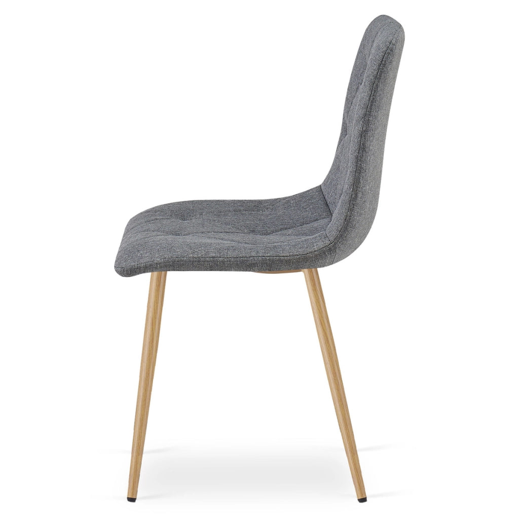 Set di 2 sedie Libra in tessuto grigio scuro e gambe effetto legno