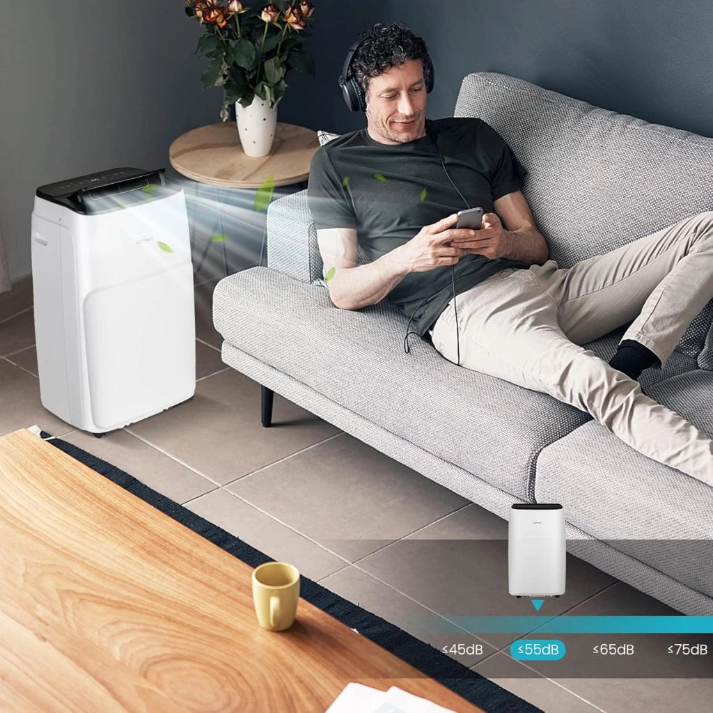 Condizionatore Portatile Caldo e Freddo, 14000BTU/4,1kW, 5 in 1 con Raffreddamento, Riscaldamento, Ventola, Deumidificazione, 24H Timer, R290 (14000BTU|28m²+|Pro)