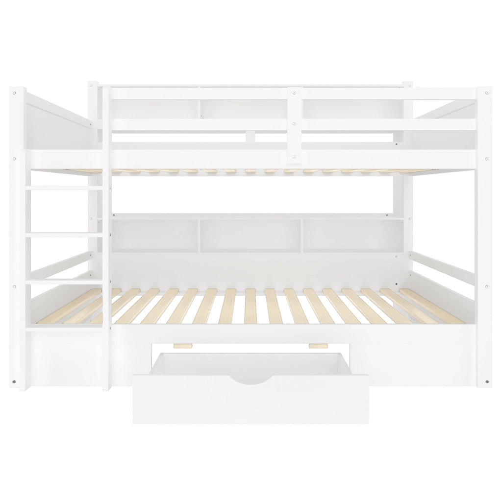 Letto a castello 90x200 cm con cassetto e vani contenitivi bianco