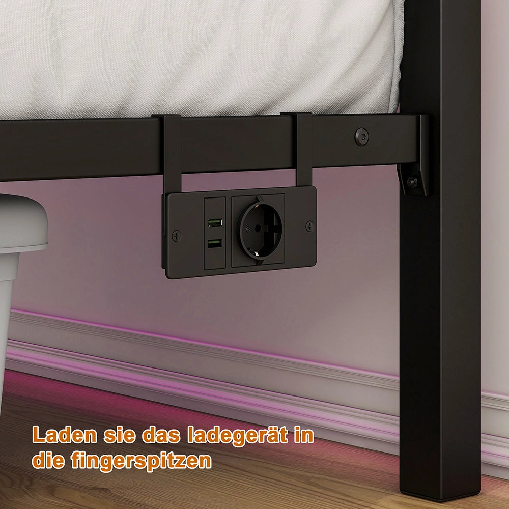 Letto metallo - Xylo - 120x200 cm USB compatto
