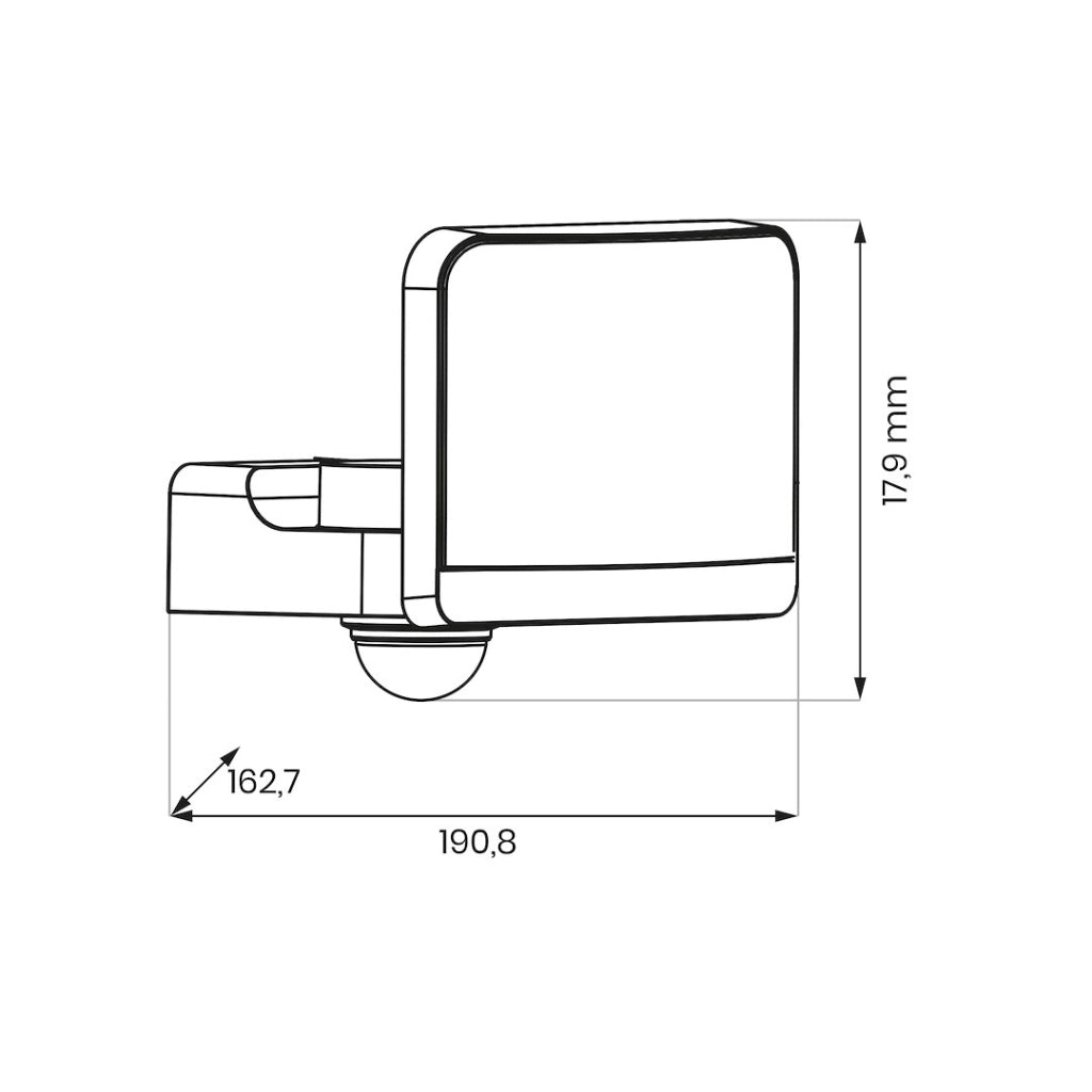 Faro LED 30W 2000lm 4000K PIR IP54 nero Davos Milagro