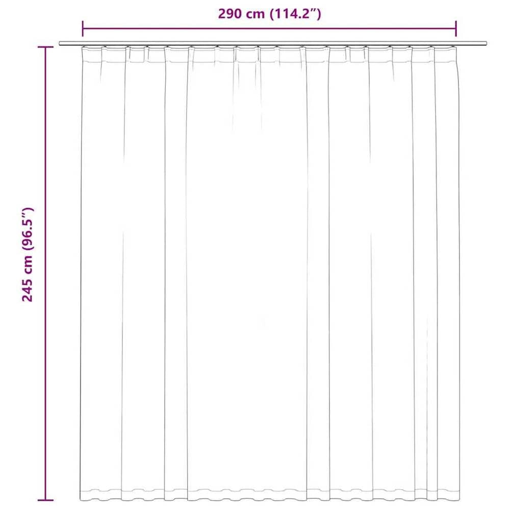 Blackout Curtain With Hooks, Grey, 290 X 245 Cm