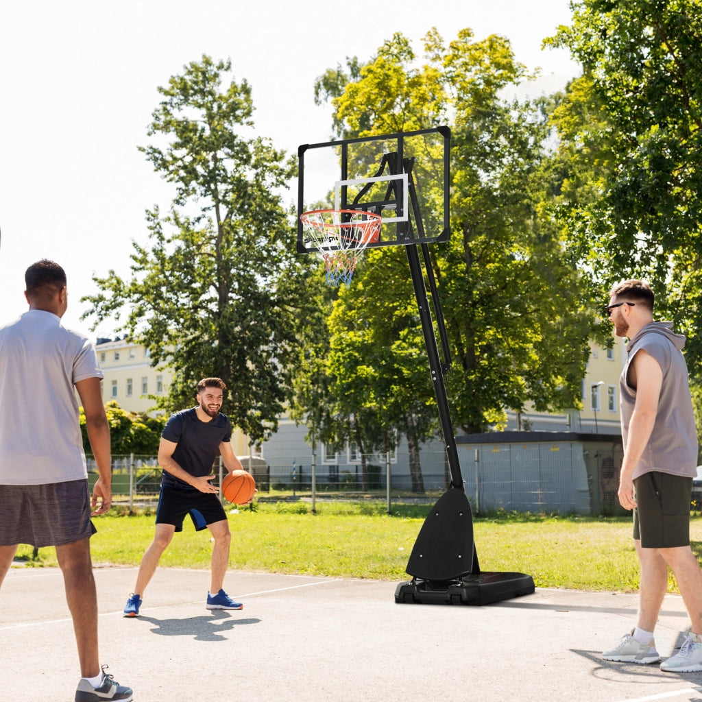 Canestro da Basket Regolabile Portatile con Tabellone e Ruote ¨C zephmum ¨C Nero e Rosso 107x70cm