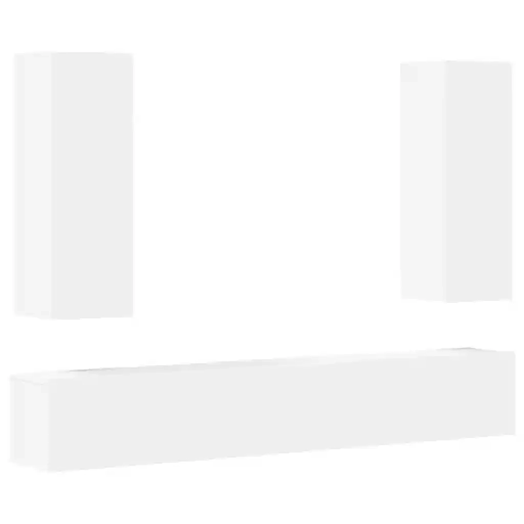 Set di Mobili Porta TV 5 pz-Credenza per TV Bianco in Legno Multistrato 249901