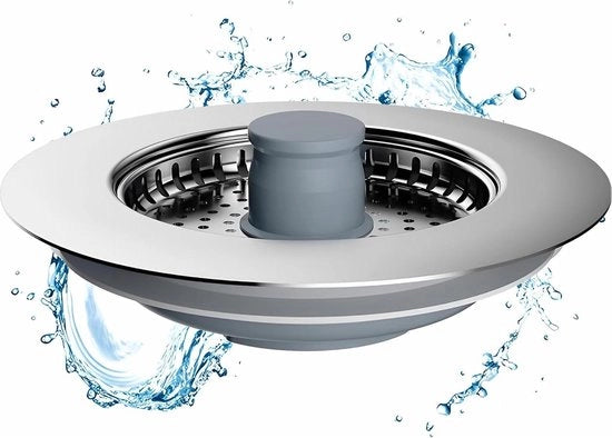 Piastra di chiusura per scarico cucina in acciaio inossidabile - Contenitore per scarico cucina con funzione di prevenzione dell'odore - Adesivo per residui alimentari - Utilizzo cucina