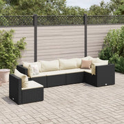 Set Mobili da Giardino 6 pz con Cuscini in Polyrattan Nero