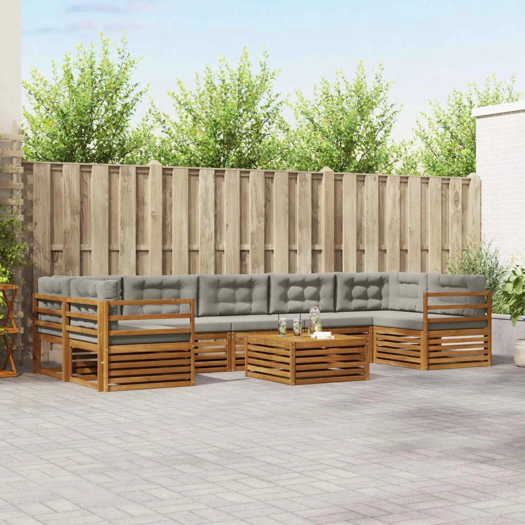 Set di divani da esterno 8 pcs Grigio Naturale e Chiaro 3373161